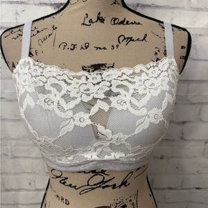 Le Mystere Bra 34DDD/F Cotton Touch Wireless Bralette‎ Lace Cami Gray